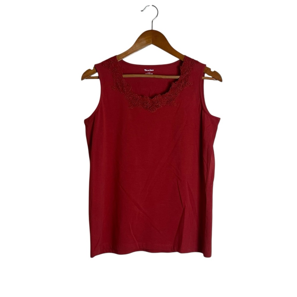 3 for $30! Tan Jay lace‎ trim tank top. Size small